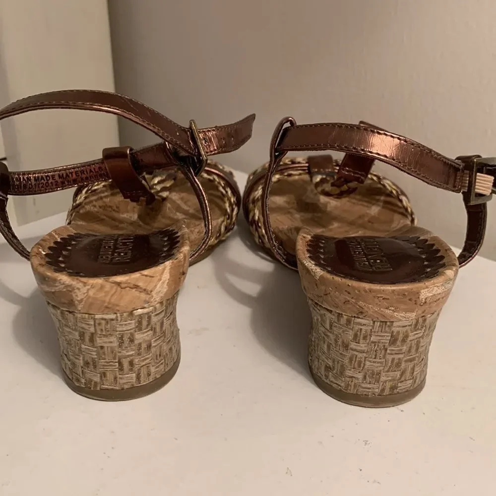 Kenneth Cole Reaction | Girls My Swirl Bronze Braided Strappy Cork Wedge Sandals